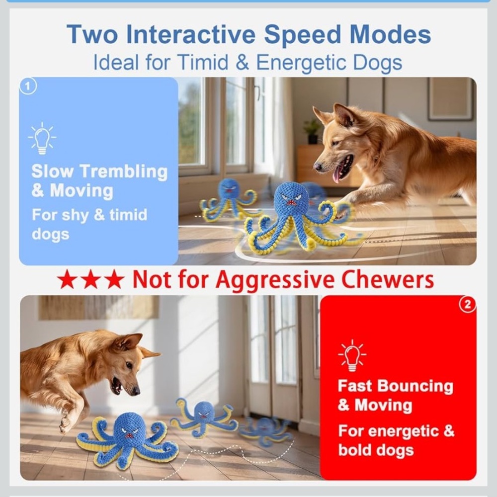 Interactive Moving Octopus Dog Toy – Durable Plush for Fetch & Tug - Picture 5 of 5